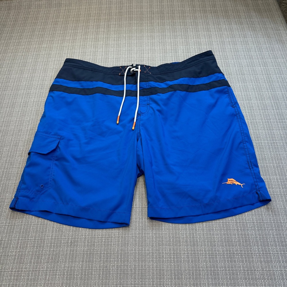 Tommy Bahama Mens Swim Trunks XXL Blue Board Shorts Lined Island Style Vacation